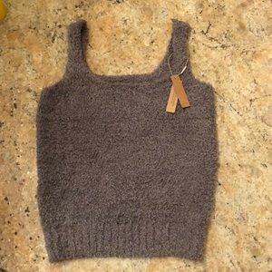 Skims Cozy Knit Tank, Smoke